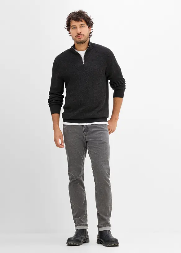 Half zip genser i 100% bomull, bonprix