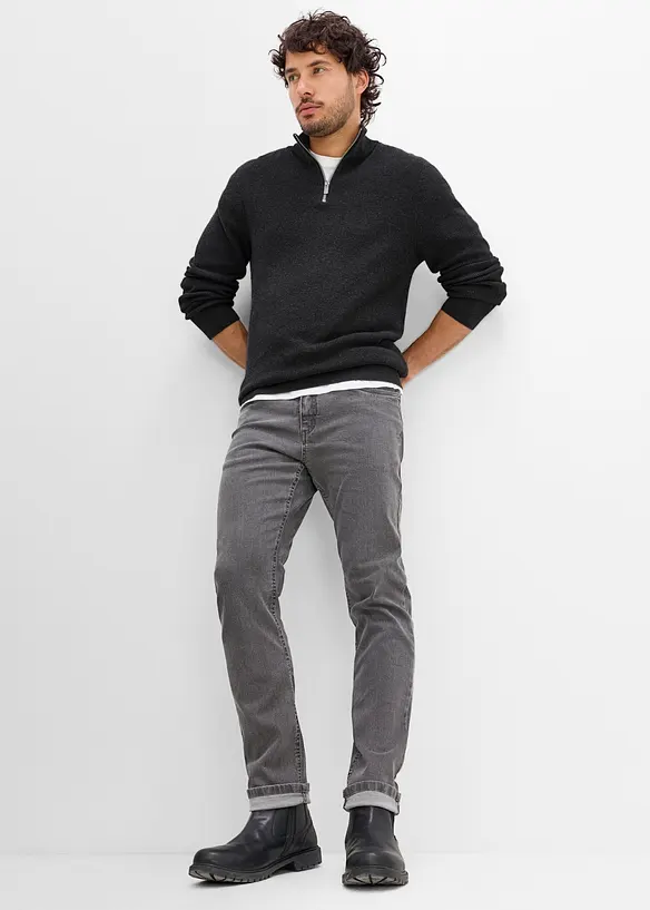 Half zip genser i 100% bomull, bonprix
