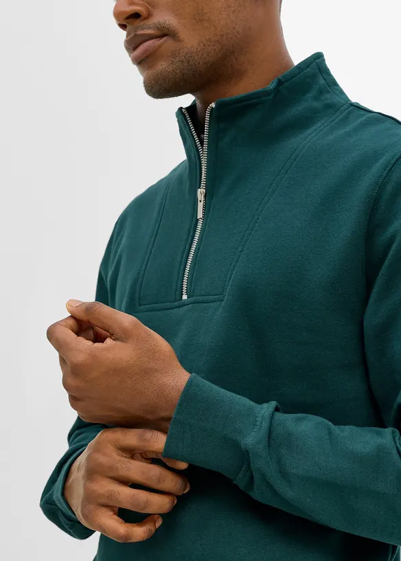 Half zip sweatshirt i 100% &oslash;kologisk bomull, bonprix
