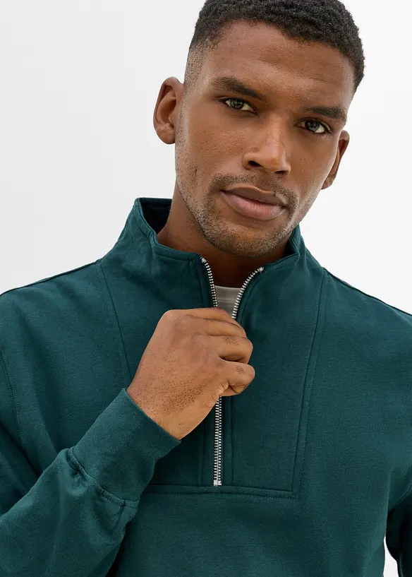 Half zip sweatshirt i 100% &oslash;kologisk bomull, bonprix