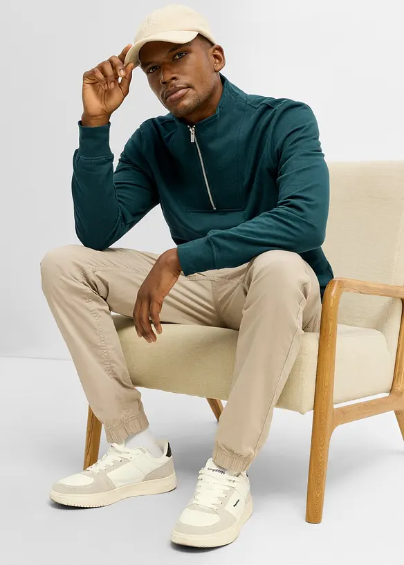 Half zip sweatshirt i 100% &oslash;kologisk bomull, bonprix