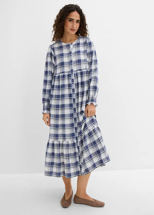 Midikjole i 100% bomullsflanell, bonprix