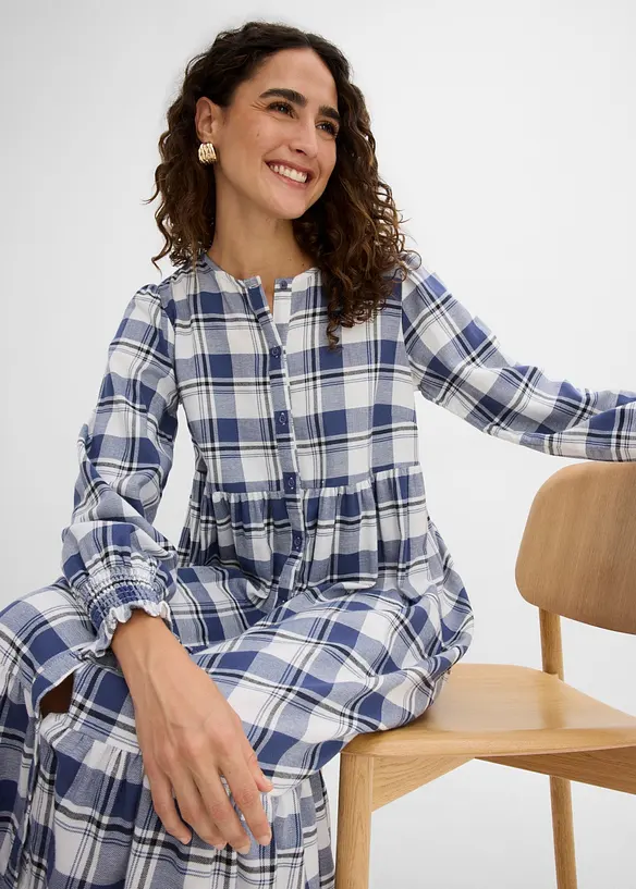 Midikjole i 100% bomullsflanell, bonprix
