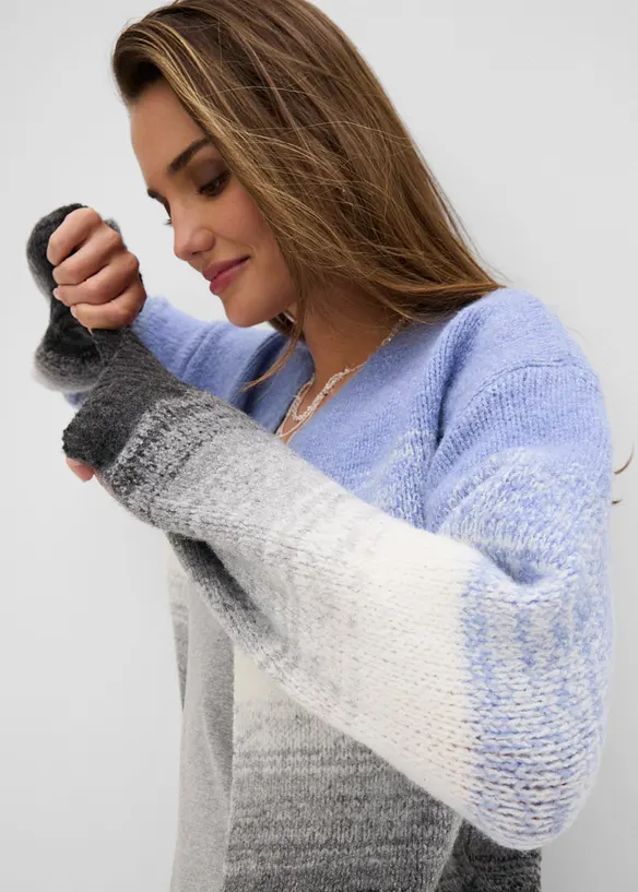 Grovstrikket cardigan i myk garnmiks med ull, bonprix