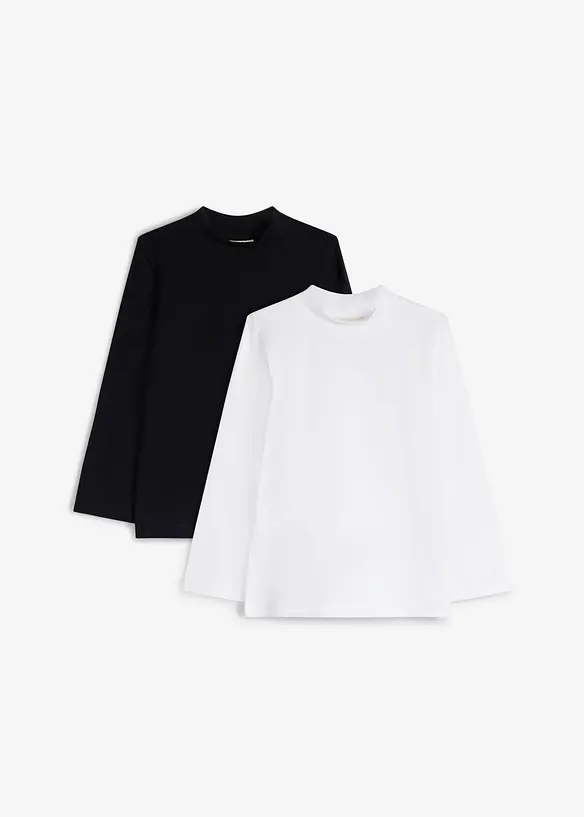 Langermet topp i elastisk miks av &oslash;kologisk bomull (2-pack), bonprix