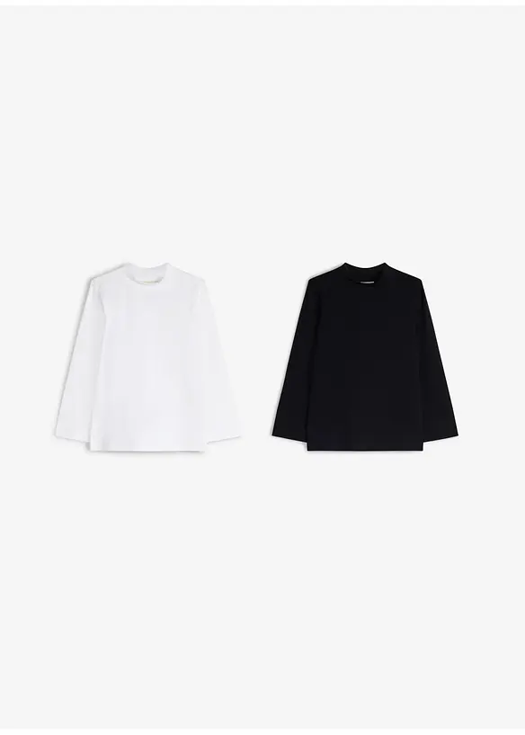 Langermet topp i elastisk miks av &oslash;kologisk bomull (2-pack), bonprix