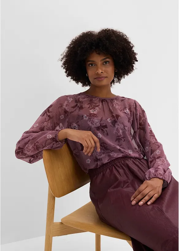Tunika i transparent chiffon, bonprix