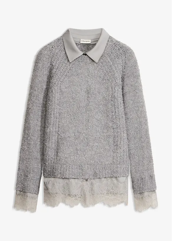 Genser med blusedetaljer, bonprix