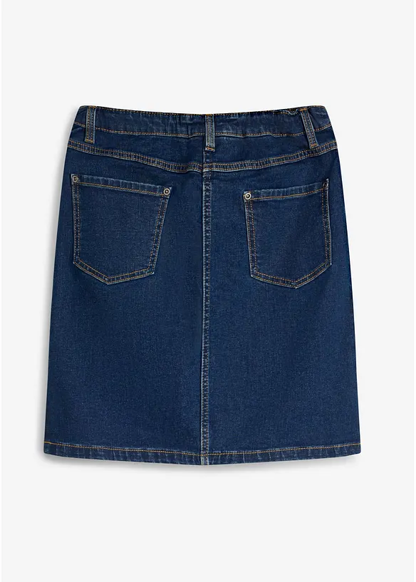 Jeansskj&oslash;rt i elastisk bomullsmiks Mid Waist, bonprix