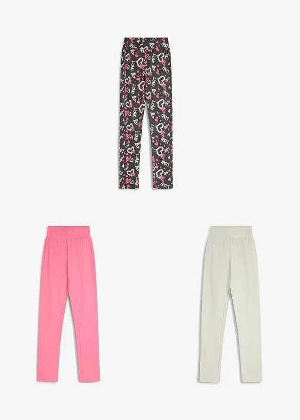 Leggings i elastisk, &oslash;kologisk bomullsmiks (3-pack), bonprix