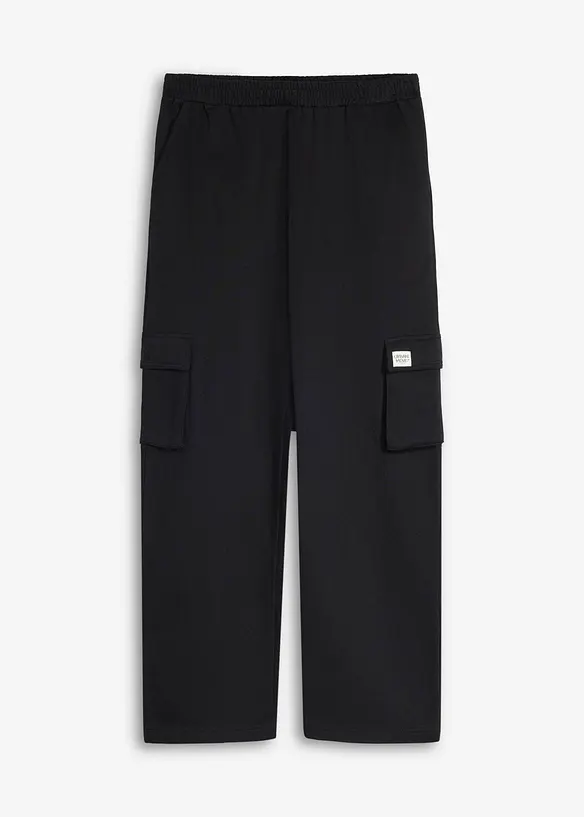 Cargo-joggebukse i myk bomullsmiks, loose fit, bonprix