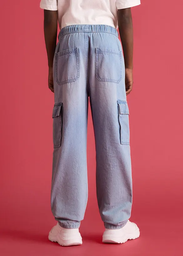 Loose Fit slip on-jeans med cargolommer, Straight, bonprix