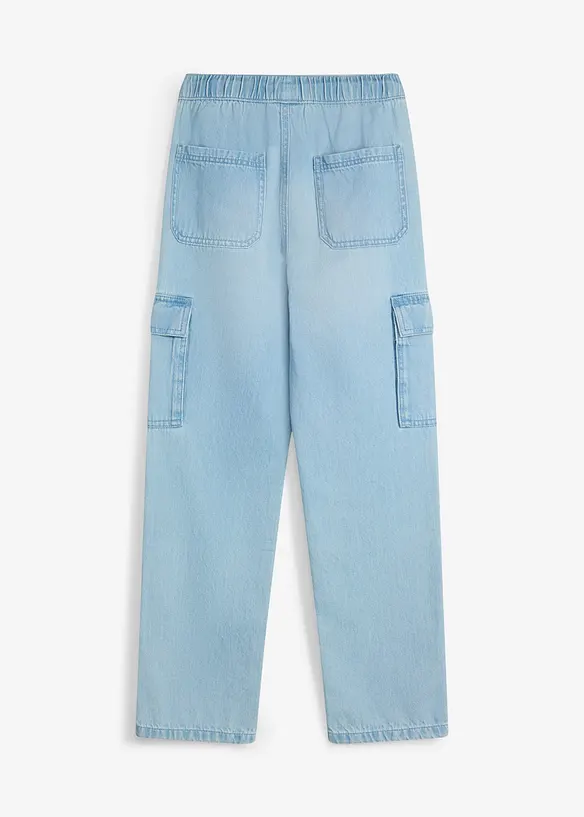 Loose Fit slip on-jeans med cargolommer, Straight, bonprix