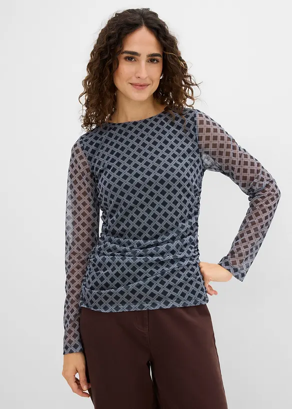 Langermet topp i tynn mesh, bonprix