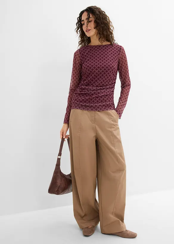 Langermet topp i tynn mesh, bonprix