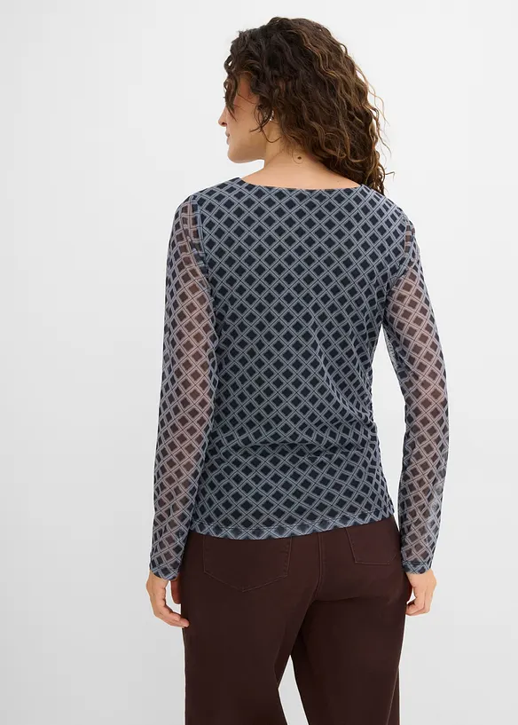 Langermet topp i tynn mesh, bonprix