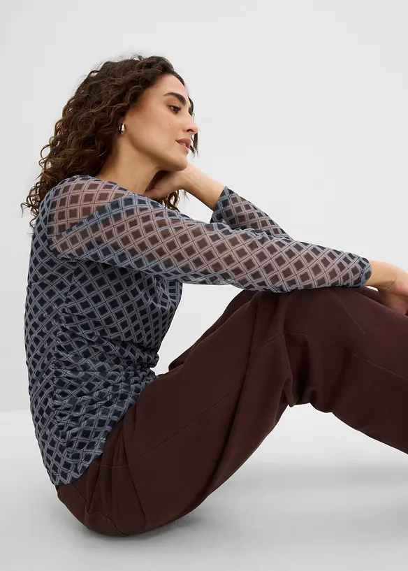 Langermet topp i tynn mesh, bonprix