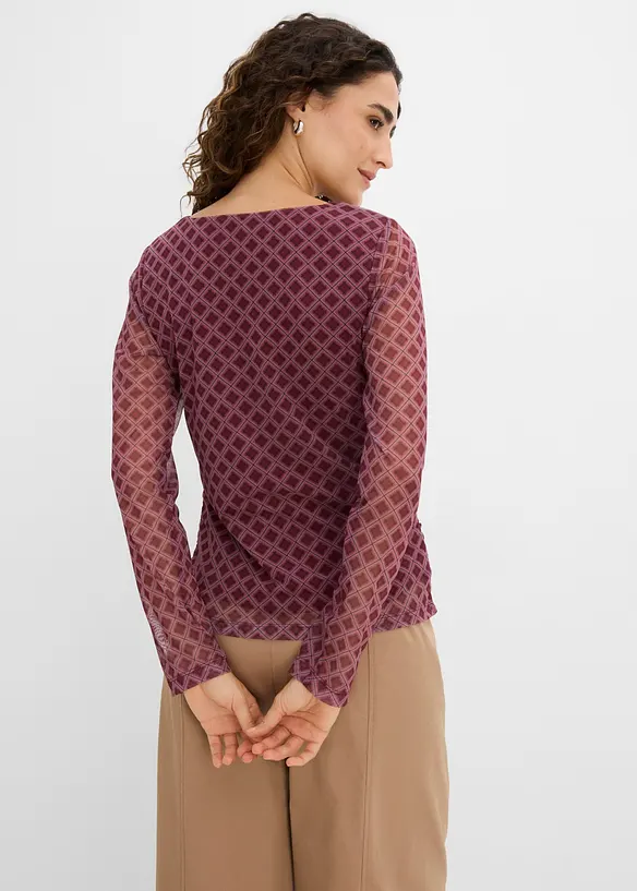 Langermet topp i tynn mesh, bonprix