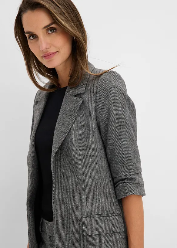 Lang blazer med krage med slag, bonprix