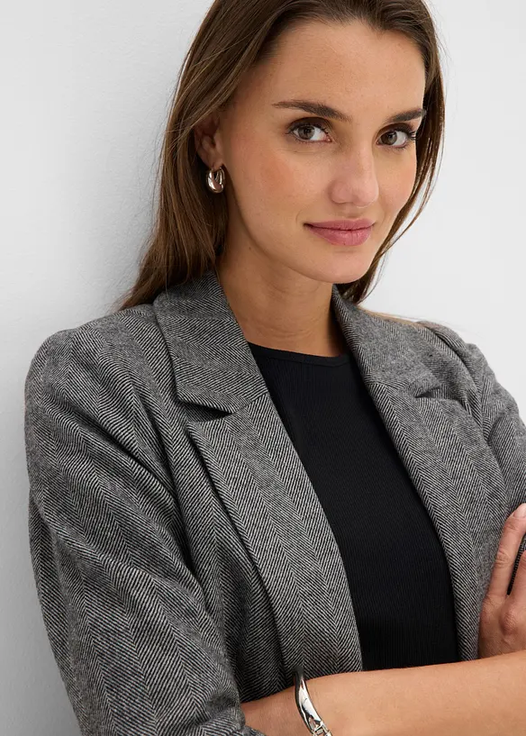 Lang blazer med krage med slag, bonprix