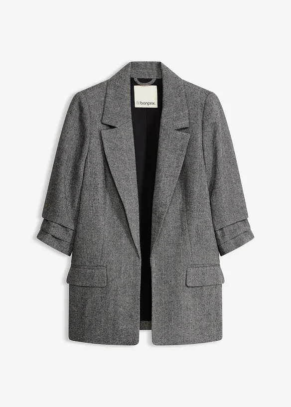 Lang blazer med krage med slag, bonprix