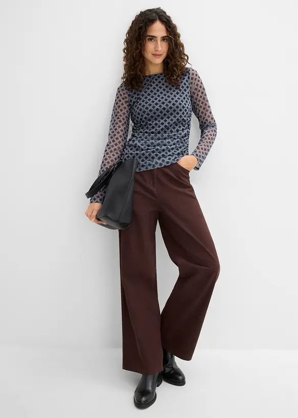 Langermet topp i tynn mesh, bonprix