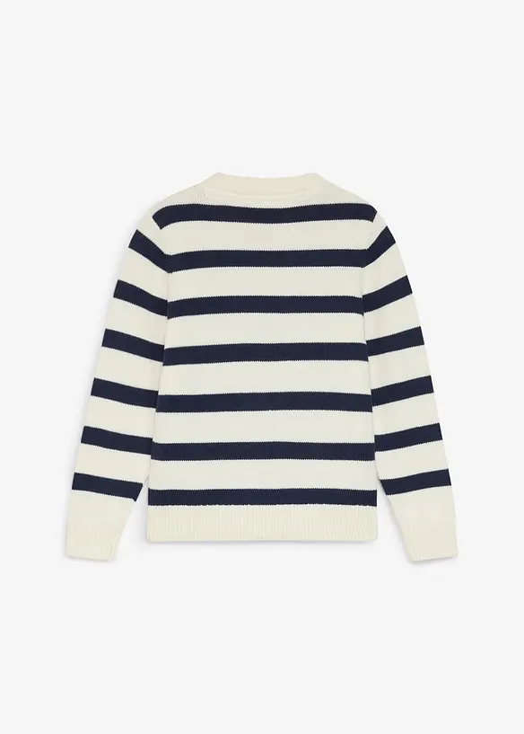 Grovstrikket genser i 100% bomull med stripem&oslash;nster, bonprix