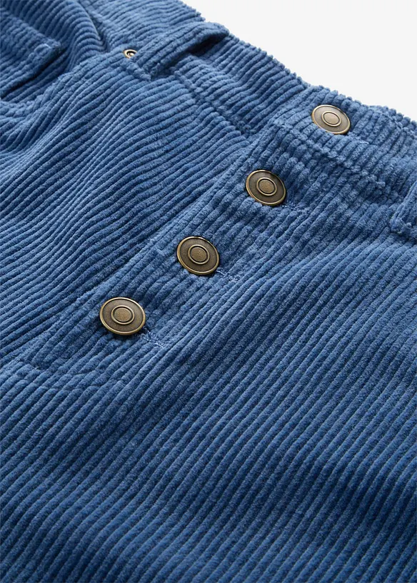 High waist kordfl&oslash;yelsbukse i bomullsmiks, bonprix
