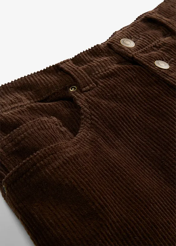 High waist kordfl&oslash;yelsbukse i bomullsmiks, bonprix