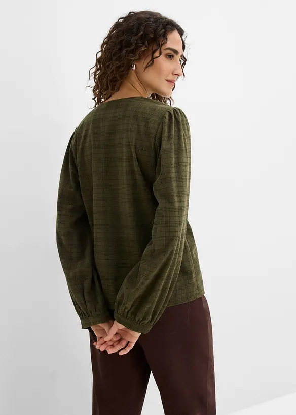 Rutete kordfl&oslash;yelsbluse, bonprix