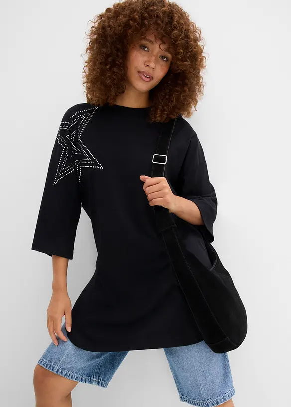 Lang, oversized topp i 100% &oslash;kologisk bomull, bonprix