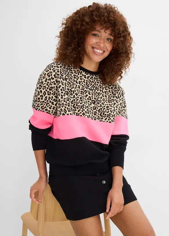 Sweatshirt i bomullsmiks, bonprix