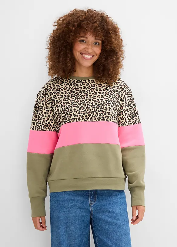 Sweatshirt i bomullsmiks, bonprix