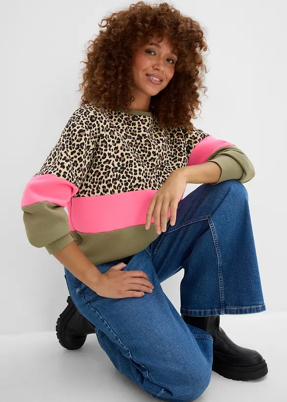 Sweatshirt i bomullsmiks, bonprix