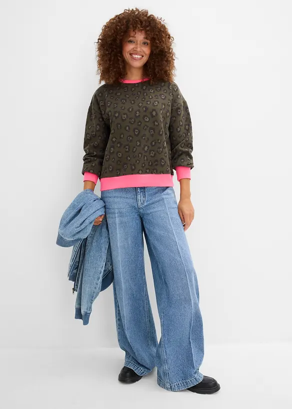 Sweatshirt i bomullsmiks, bonprix