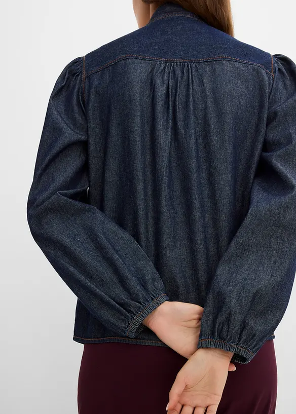 Jeansbluse av &oslash;kologisk bomull, bonprix