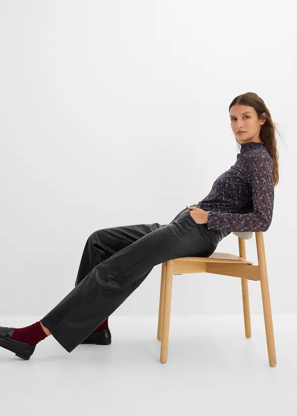 Langermet topp i tynn mesh, bonprix