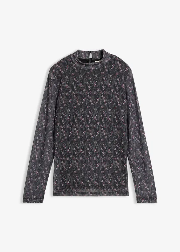 Langermet topp i tynn mesh, bonprix