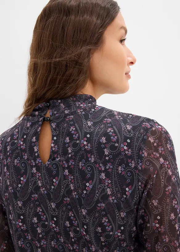 Langermet topp i tynn mesh, bonprix