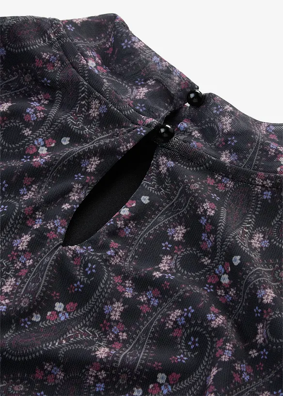 Langermet topp i tynn mesh, bonprix