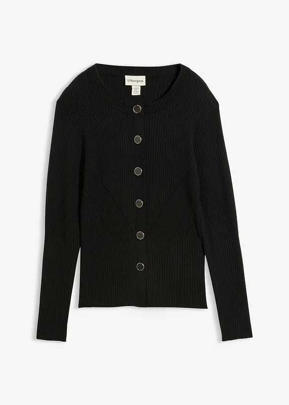 Finstrikket cardigan i viskosemiks, bonprix