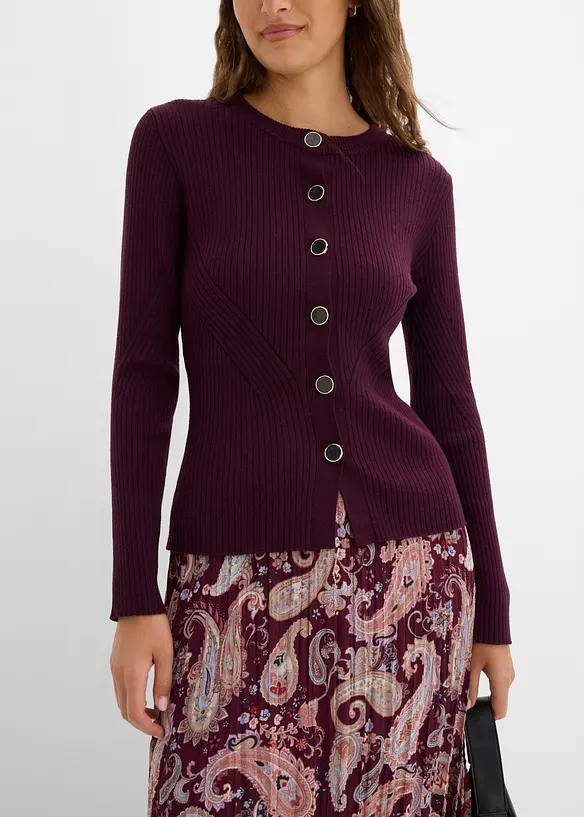 Finstrikket cardigan i viskosemiks, bonprix