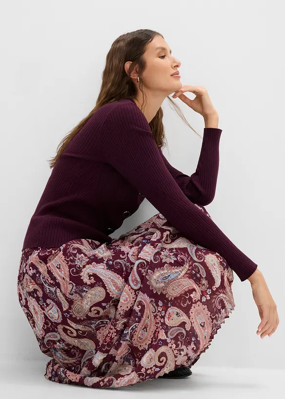 Finstrikket cardigan i viskosemiks, bonprix