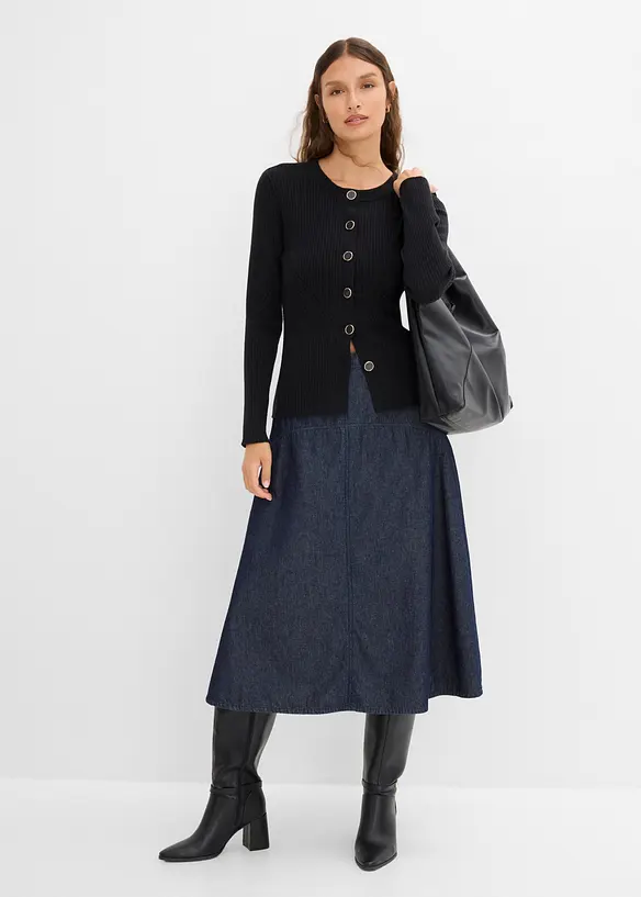 Finstrikket cardigan i viskosemiks, bonprix