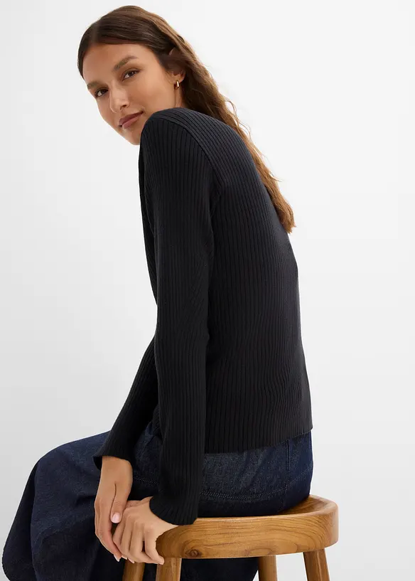 Finstrikket cardigan i viskosemiks, bonprix