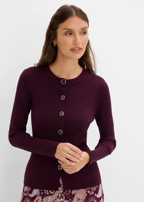 Finstrikket cardigan i viskosemiks, bonprix