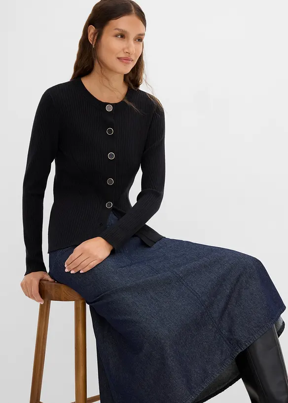 Finstrikket cardigan i viskosemiks, bonprix