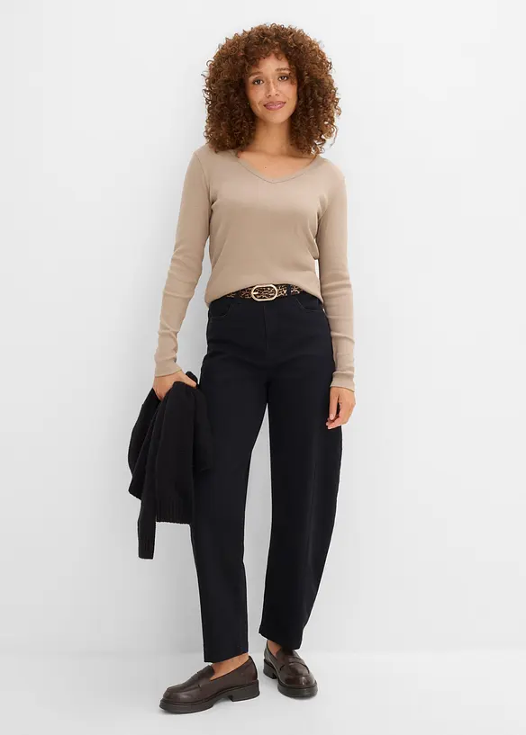 Ribbestrikket topp i 100% &oslash;kologisk bomull (5-pack), bonprix