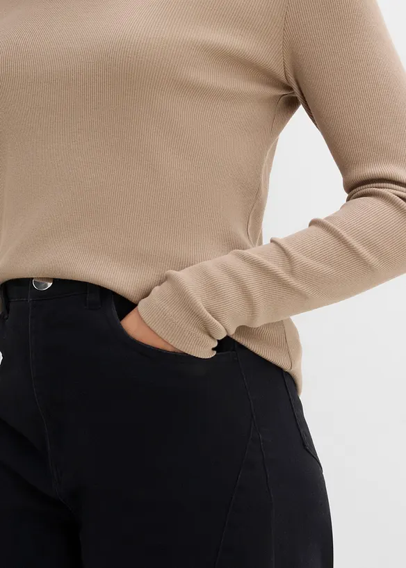 Ribbestrikket topp i 100% &oslash;kologisk bomull (5-pack), bonprix