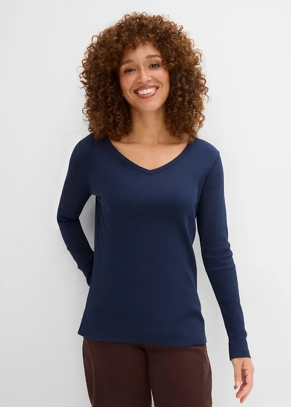 Ribbestrikket topp i 100% &oslash;kologisk bomull (5-pack), bonprix